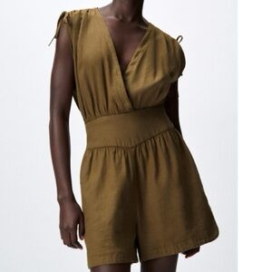 Zara Linen Blend Romper – Size XS